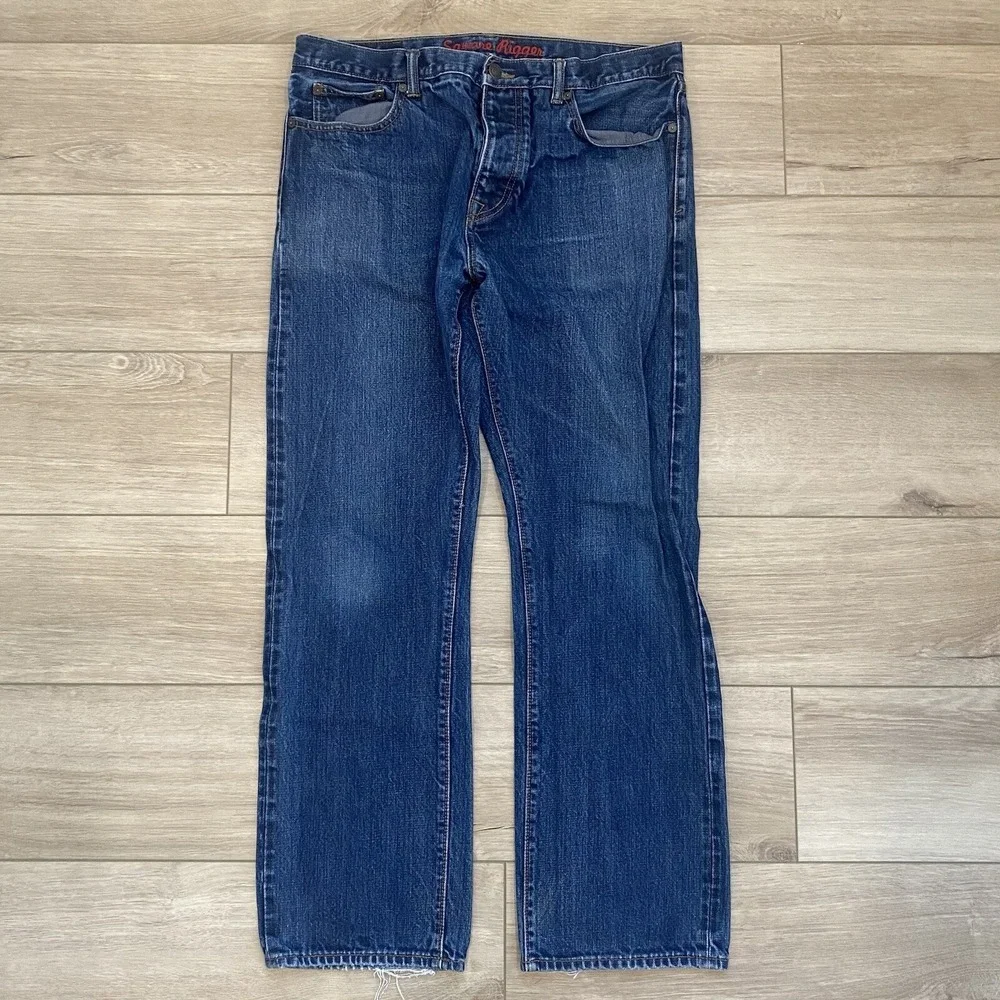 Lands' End Square Rigger Men's Straight Fit Blue Jeans Size 35x30 Selvedge Pants